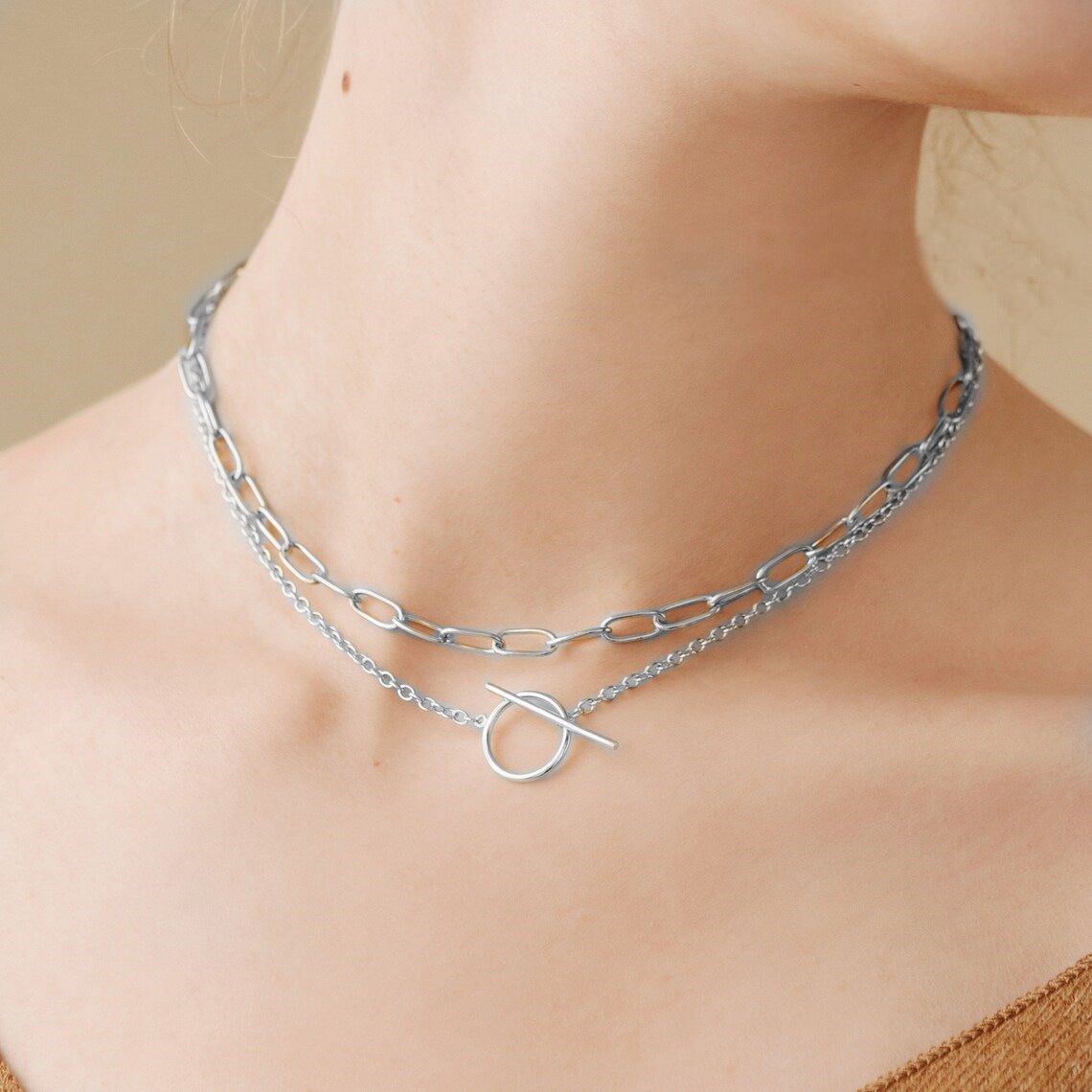 Personalized Simple Pclip Chain Clavicle Chain Women's Fashion Layered Ot Buckle Versatile Necklace