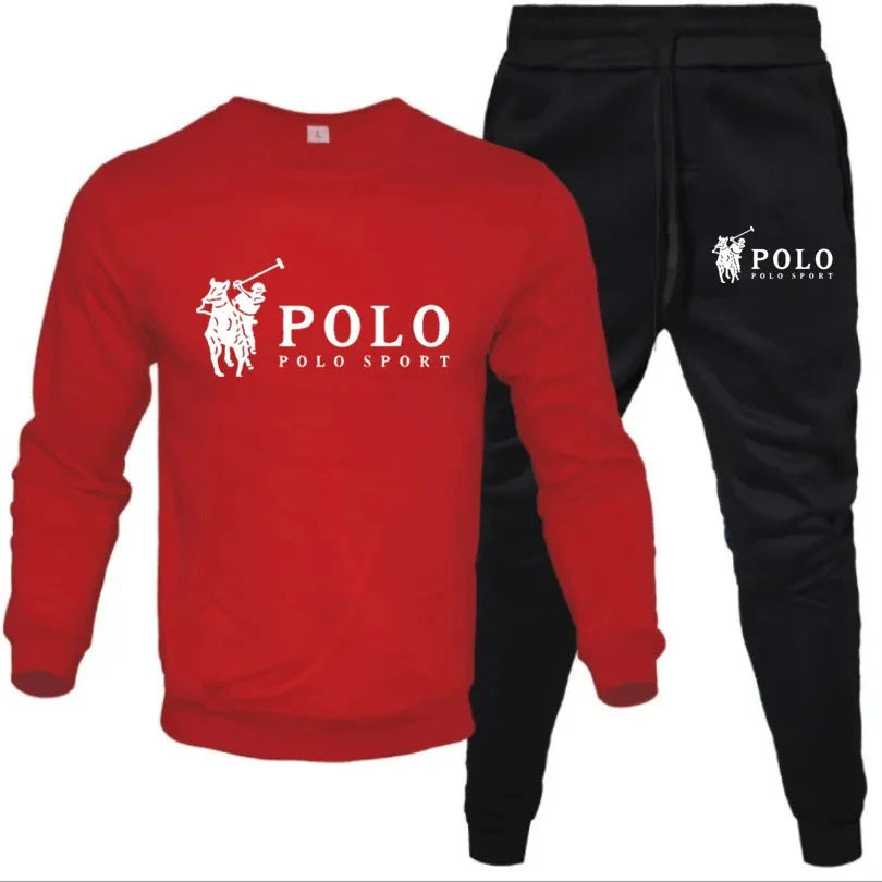 Men's Sports Suit Fashion Casual Spring And Autumn Combination Hooded Sweatshirt + Pants 2-piece Fleece Set
