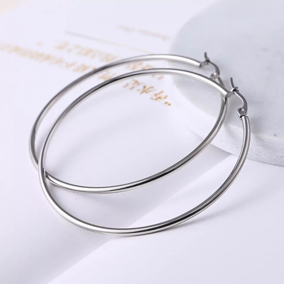 Stainless Steel Round Circle Earrings Women&#039;s Jewelry