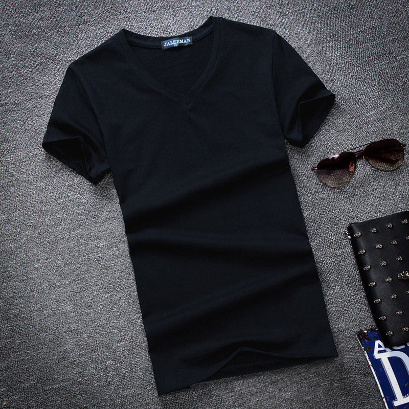 New Style Sweetheart Collar Solid Color Men&amp;amp;#039;s Clean V-neck Men&amp;amp;#039;s Short-sleeved  New Half-sleeve Loose Large Size T-shirt Wholesale