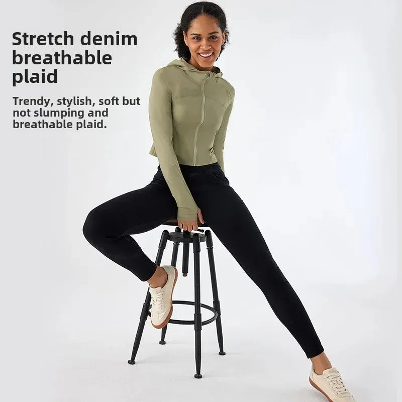 Cross Waist Yoga Jeans Women&#039;s Slim Tight Hip Pocket Sports Fitness Straight Casual Pants