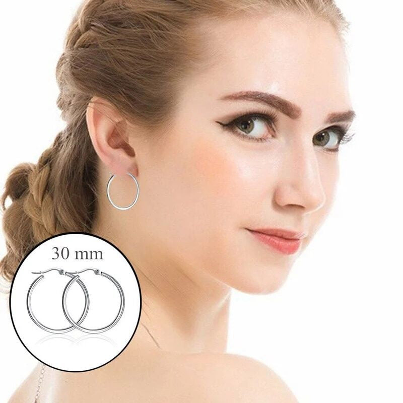 Stainless Steel Round Circle Earrings Women&#039;s Jewelry