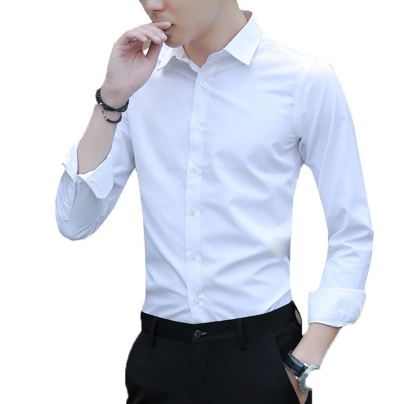 Shirt Men&amp;amp;amp;#039;s Long-sleeved Slim Non-ironing Color Professional Business Formal Work White Men&amp;amp;amp;#039;s Suit Groomsmen Hi Shirt