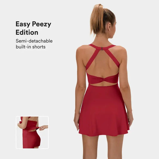 Sexy Women&#039;s Cross-border Amazon New Backless Sports Dress Short Skirt Built-in Shorts High Elastic