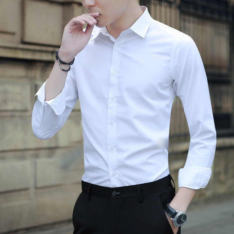 Shirt Men&amp;amp;amp;#039;s Long-sleeved Slim Non-ironing Color Professional Business Formal Work White Men&amp;amp;amp;#039;s Suit Groomsmen Hi Shirt