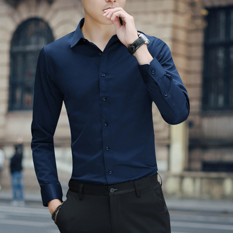 Shirt Men&amp;amp;amp;#039;s Long-sleeved Slim Non-ironing Color Professional Business Formal Work White Men&amp;amp;amp;#039;s Suit Groomsmen Hi Shirt