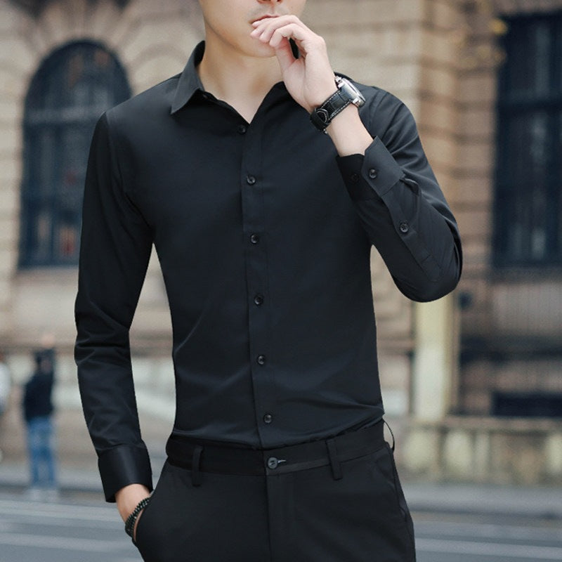 Shirt Men&amp;amp;amp;#039;s Long-sleeved Slim Non-ironing Color Professional Business Formal Work White Men&amp;amp;amp;#039;s Suit Groomsmen Hi Shirt