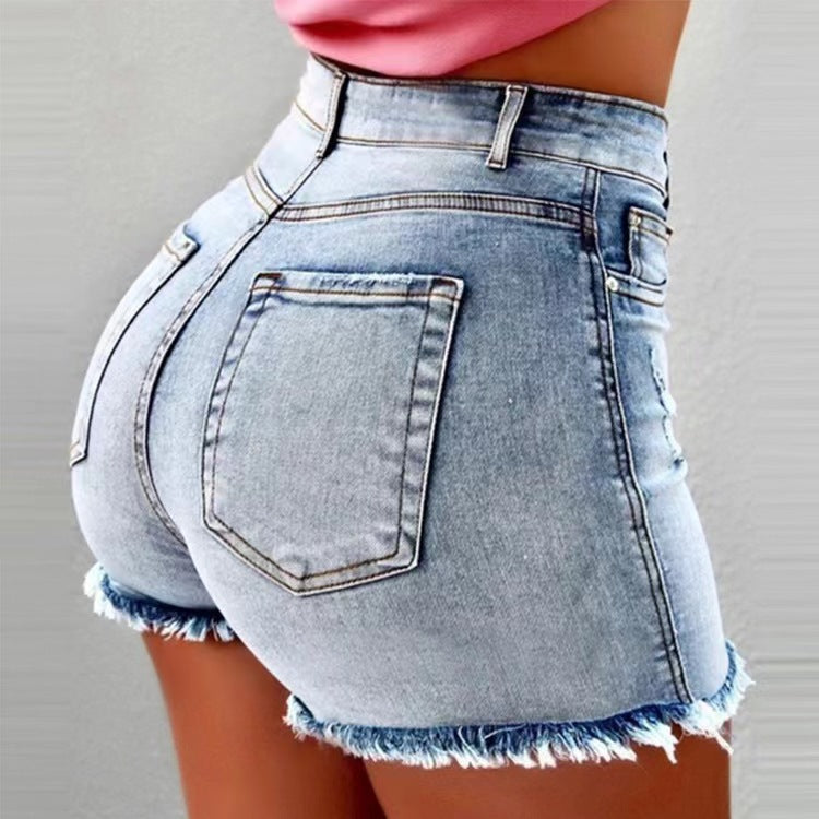 Women&#039;s Clothing Denim Tassel High Waist Denim Shorts Hot Pants