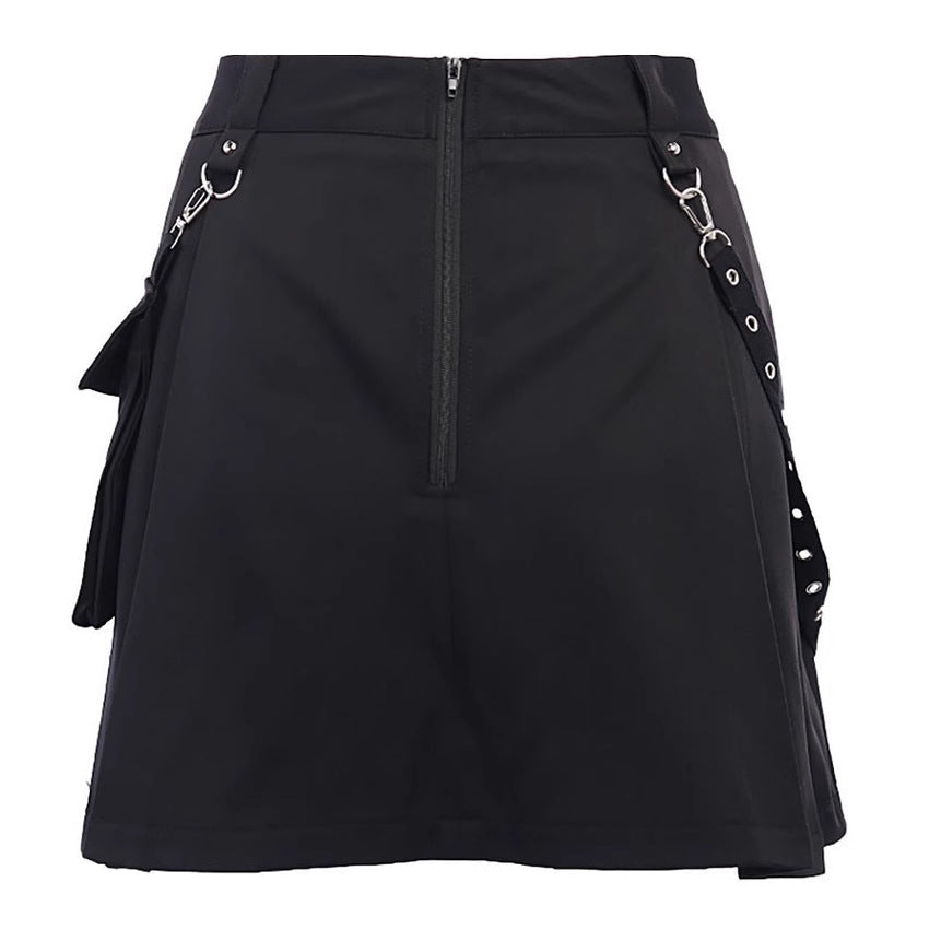 Pleated Skirt Autumn New Functional Style Punk Irregular Skirt High Waist Workwear Skirt Skirt