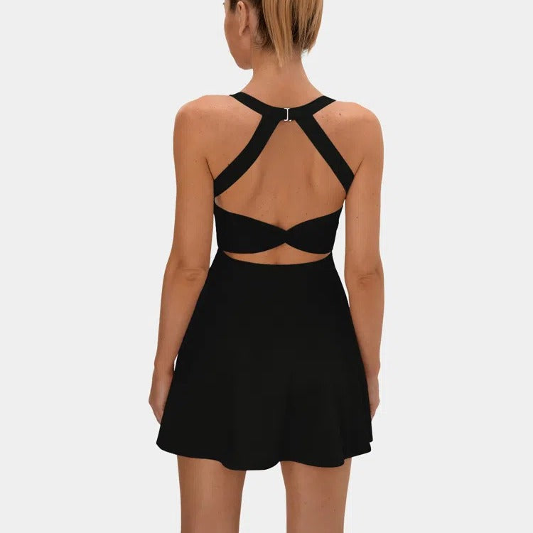 Sexy Women&#039;s Cross-border Amazon New Backless Sports Dress Short Skirt Built-in Shorts High Elastic