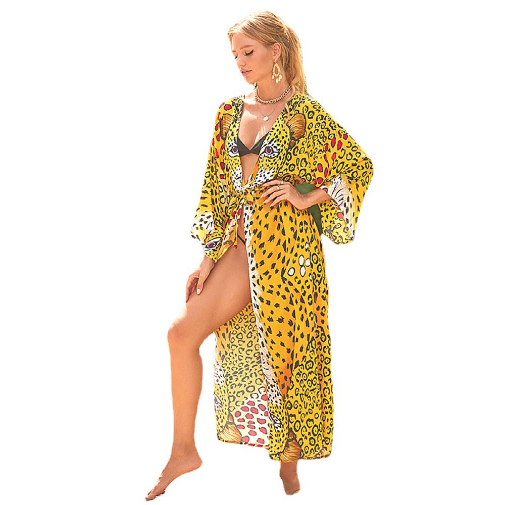 Beach Blouse Cotton Printed Bikini Sunscreen Shirt