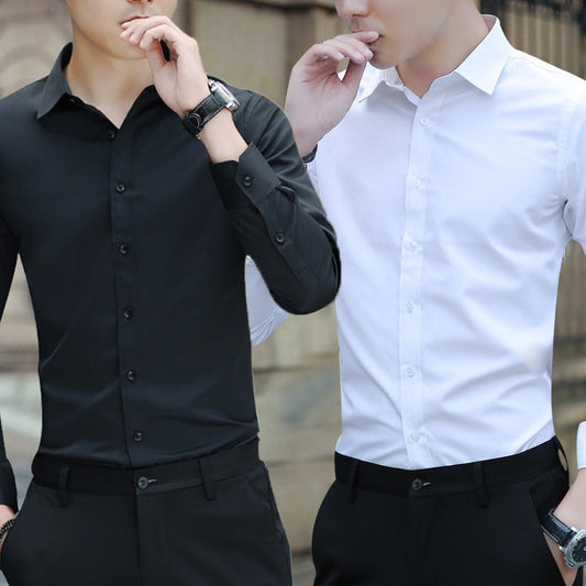Shirt Men&amp;amp;amp;#039;s Long-sleeved Slim Non-ironing Color Professional Business Formal Work White Men&amp;amp;amp;#039;s Suit Groomsmen Hi Shirt