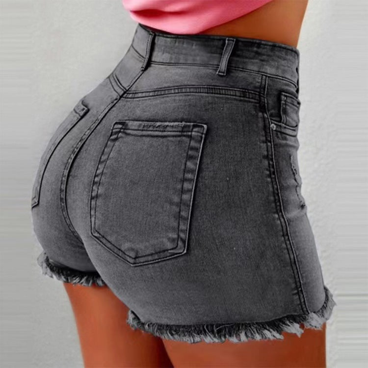 Women&#039;s Clothing Denim Tassel High Waist Denim Shorts Hot Pants
