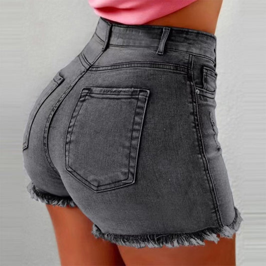 Women&#039;s Clothing Denim Tassel High Waist Denim Shorts Hot Pants