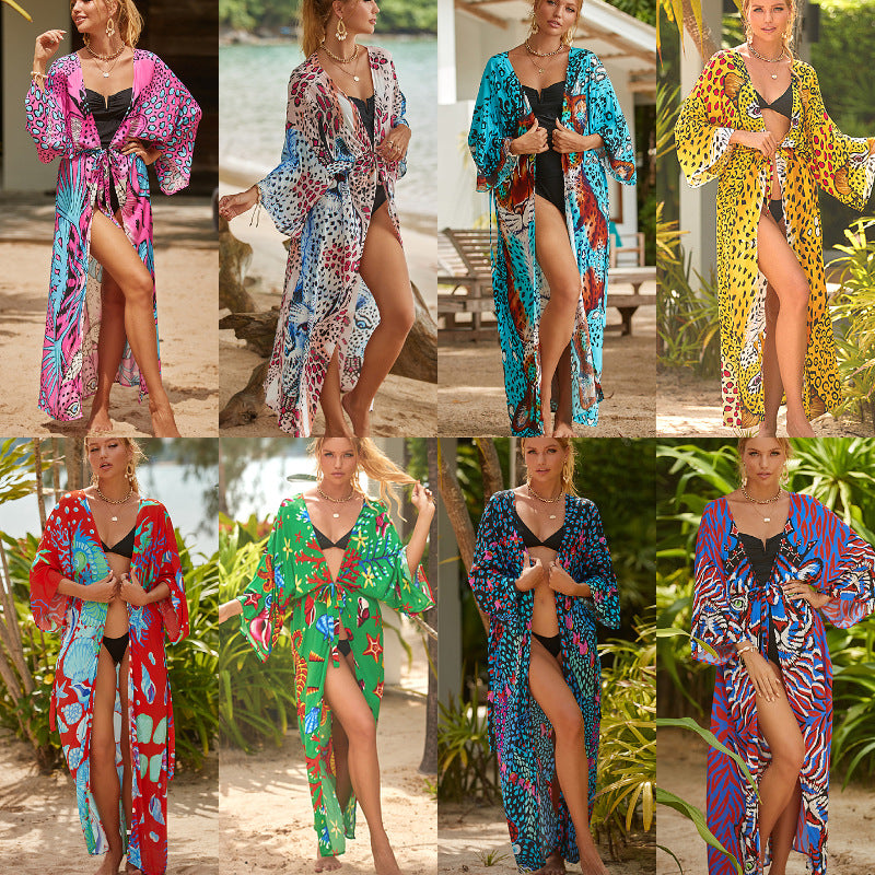 Beach Blouse Cotton Printed Bikini Sunscreen Shirt